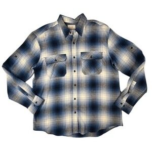Ocean & Coast Blue Plaid Flannel Tab Sleeve Shirt‎ XL Cabincore Blokecore
